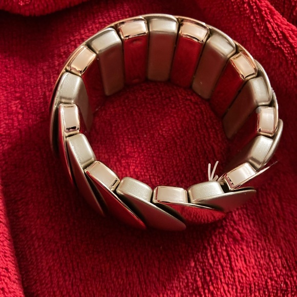 CUFF BRACELET, SHINY GOLDTONE + BRUSHED SILVERTONE - Picture 9 of 11